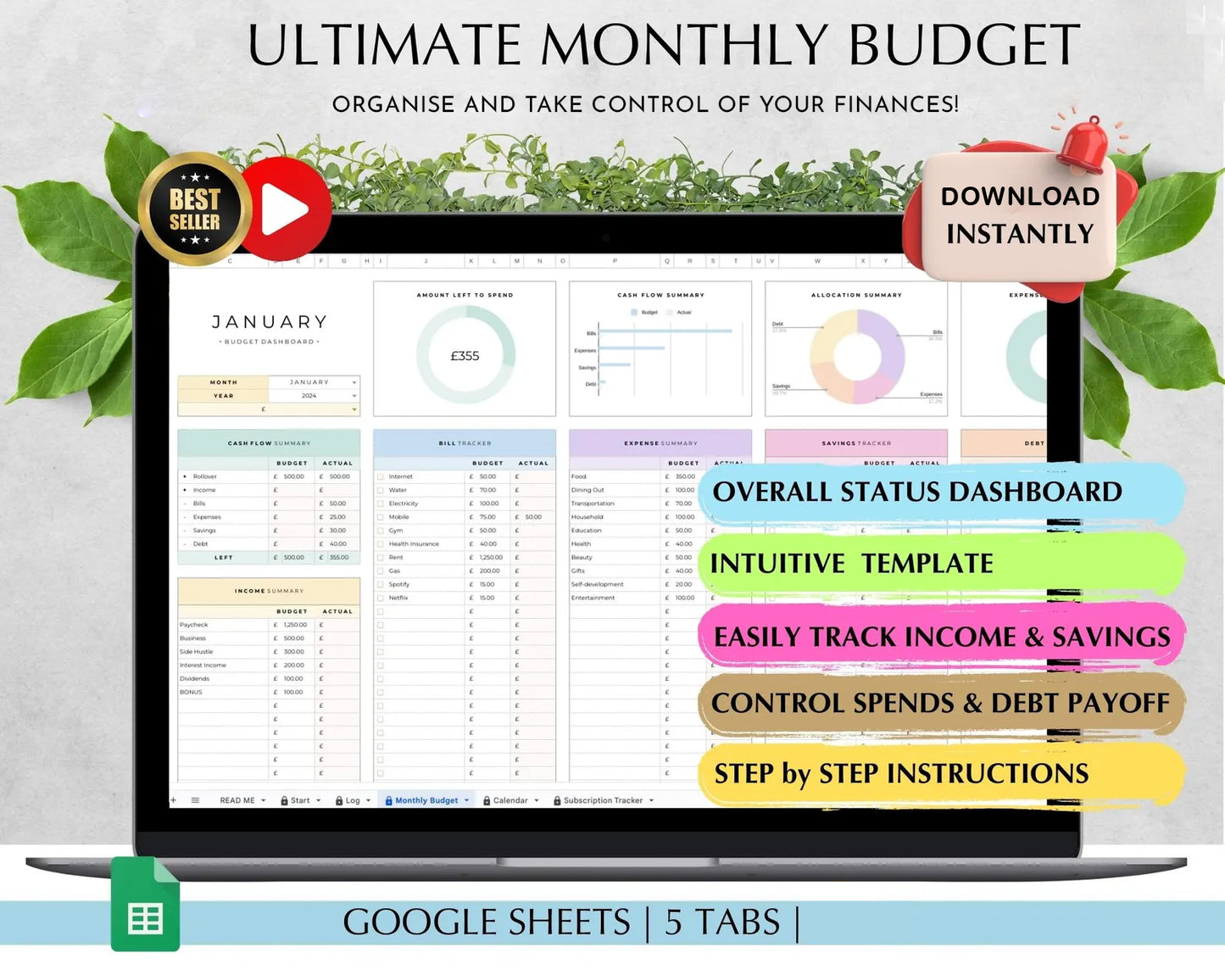 Ultimate Monthly Budget Spreadsheet